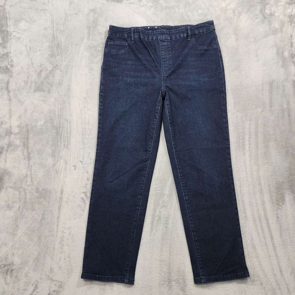Time And Tru Jeans Womens L Blue High Rise Jegging Straight Ankle Stretch Denim